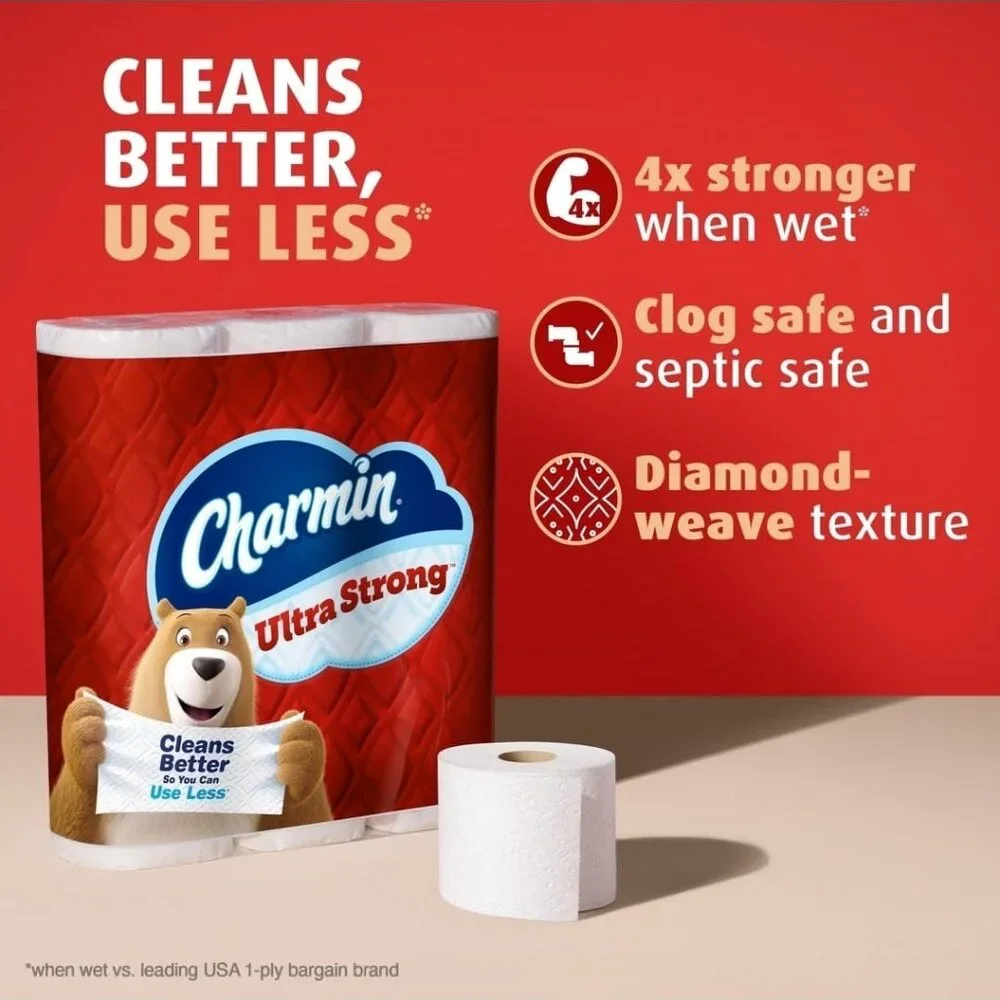 Charmin Ultra Strong Toilet Paper - 6 Mega Rolls: Dye-Free, Non-Toxic, 220 Sheet